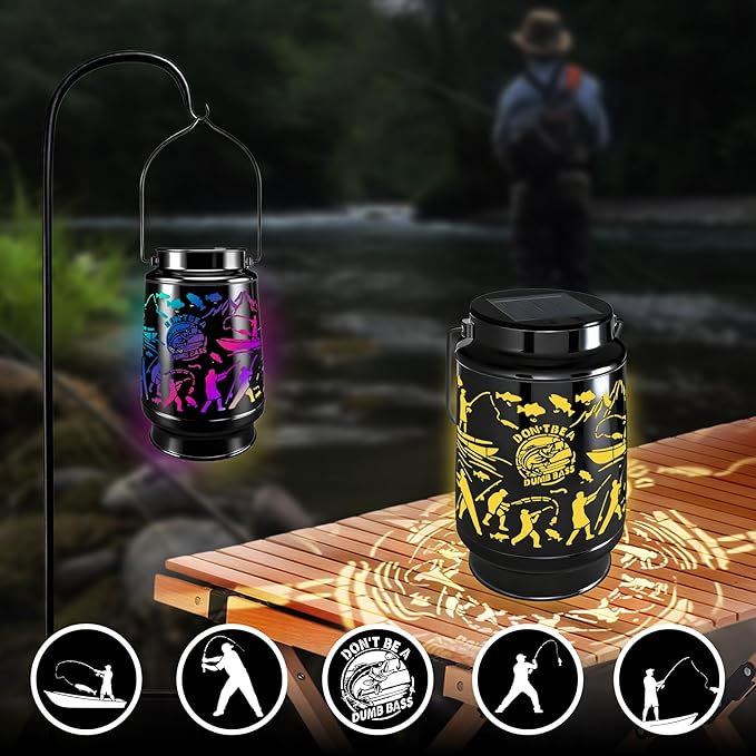 Fishing Valentine's Day Gifts for Men Dad Grandpa Boyfriends Him Rechargeable Lantern Lamp Led Night Light Retirement Gifts for Christmas Funny Unique Gift for Fishing Lover