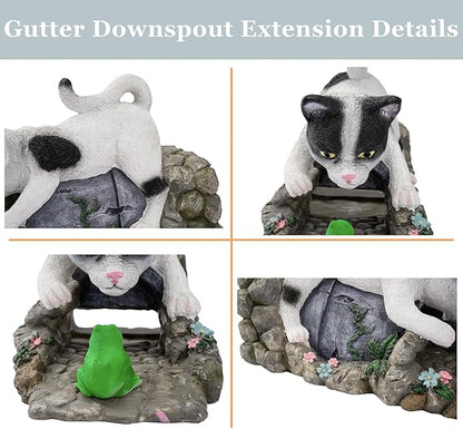 Funny Cat Gutter Downspout Extender Statue, Garden Animal Decor Gutter Extension, Splash Block, Eco-Friendly Resin, Outdoor Decor Sculpture, Gutter Diverter Rain Perfect for 3"x4" Downspout