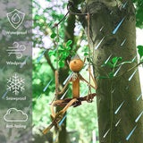 Christmas Elf on Swing Metal Sculpture – Garden & indoor Festive Elf Yard Art for Indoor & Outdoor Décor, Holiday Hanging Lawn Ornament for Mantel, Patio, Charming Christmas Elf Gift Statue Decoration