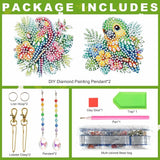 MVVMTOP 2pcs Diamond Art Painting Wind Chime with Crystal Pendant, DIY Parrot Double-Sided Design Special Shape Acrylic Crystal Diamond Ornament, Home Window Garden Hanging Pendant Decoration