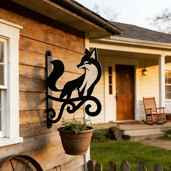 Looking Back at The Fox Iron Plant Hangers Hooks for Outdoor -10inch Hanging Plants Flower Fern Pots Lantern Bird Feeder Wind Chimes for Porch Garden Farmhouse