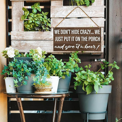 Porch Wood Sign Decor, Door Wall Sign for Front Back Porch Patio Decoration Deck Bar Garden Backyard Decor, Housewarming Gifts for Women Men New House Home, We Just Put It on The Porch