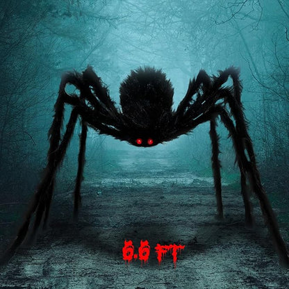 6.6FT Halloween Giant Spider Decorations, Scary Large Spiders Outside Realistic Fake Hairy Spider Props for Halloween Decorations Indoor and Outdoor Yard Party Garden Lawn Creepy Decor (1 Pack)