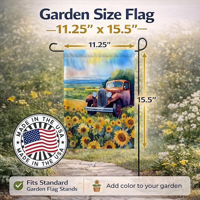 Caroline's Treasures Kansas Sunflowers in Watercolor Garden Flag Mailbox Flag Decorative Yard Flag Banner Outside Patio Artwork Yard Flower Beds, Garden Size, Multicolor