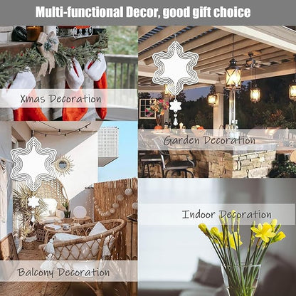 4Pack 8inch Sublimation Wind Spinner Blanks 3D Aluminum Metal Wind Sculpture Kinetic Spinners for Yard and Garden Indoor Art Sublimation Christmas Ornament Hanging Decoration (Snowflake)