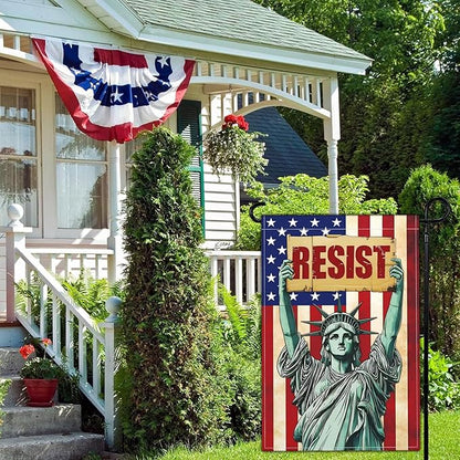 Statue of Liberty Pride Resist Garden Flags for Outside 12x18 Inch Double Sided Anti Protest Signs Against Anti Racism Political No Kings Protest Signs Hands Off Yard Decorations