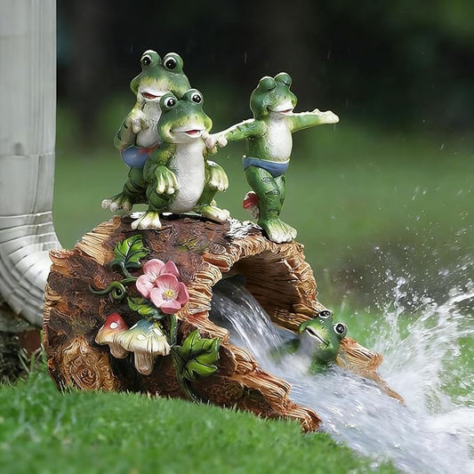 Decorative Gutter Downspout Extensions Statue,3" x 4" Downspout Extension Sculpture,Frog Decorative Rain Gutter Downspout Extension Figurine Decor Sculpture for Lawn Yard
