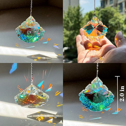 4PCS Crystal Sun Catcher Prisms,Rainbow Maker for Windows, Room, Garden Fantasy Aesthetic Home Decor,Hanging Suncatchers with Glass Prism
