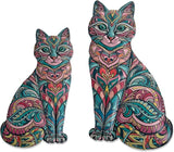 LIFFY Boho Cat Metal Wall Decor - Cute Hanging Meal Wall Art, Farmhouse Decor Meets Mid-Century Bohemian, Modern Decoration, Lovely Cat Gifts, for Women