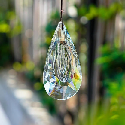 5" Hanging Crystal Prism Suncatcher Ornament Faceted Clear Crystal Drop Rainbow Maker Pendant for Window Garden Decor Ornament for Christmas Tree