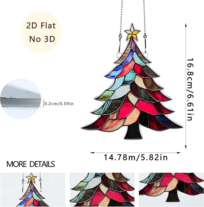 Christmas Tree Ornaments Colorful Window Hanging Decorations Home Wall Decor for Indoor Outdoor