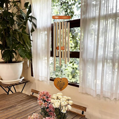 Aunt Gifts Wind Chime - Waterproof Metal Floral Windchimes Indoor Outdoor Garden Patio Yard Home Porch Balcony Backyard Hanging Decor Appreciation Birthday Gift for Aunts from Niece Nephew