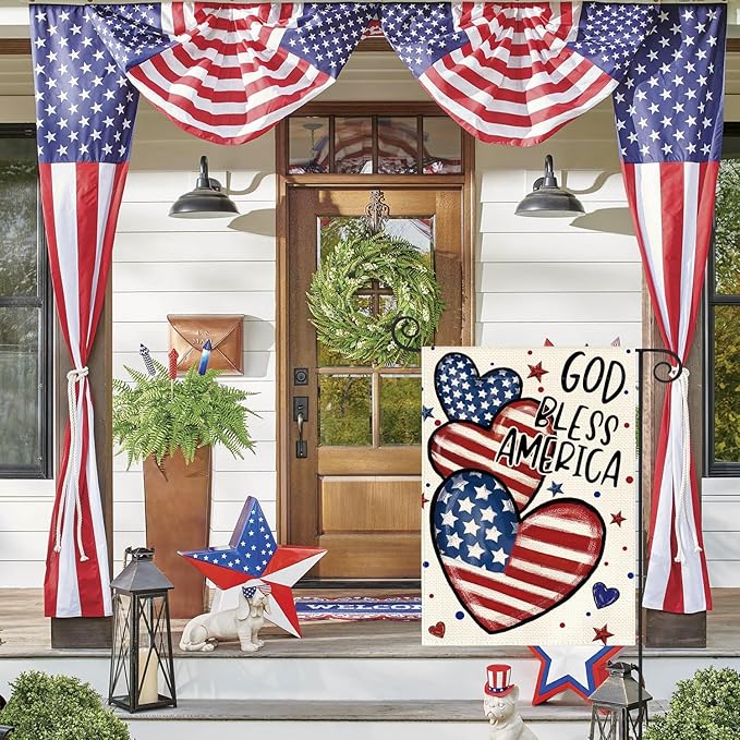 AVOIN colorlife God Bless America 4th of July Patriotic Garden Flag 12x18 Inch Double Sided Outside, American Stars and Stripes Memorial Day Yard Outdoor Decoration
