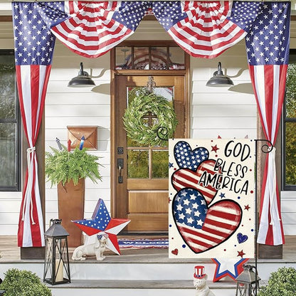 AVOIN colorlife God Bless America 4th of July Patriotic Garden Flag 12x18 Inch Double Sided Outside, American Stars and Stripes Memorial Day Yard Outdoor Decoration