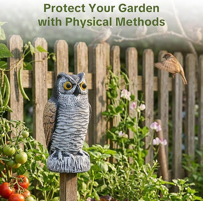 OFFO 2 Pack Fake Owl, Owl Statue for Garden and Yard Decoration, Weatherproof Plastic Outdoor Owl Decor for Porch Pool Patio Yard, 8 in Height, Round + Long Ear Owl