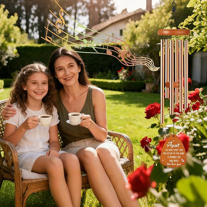 Aunt Wind Chimes for Outside, Gifts for Aunt Windchimes Outdoors for Patio Porch Garden Yard Hanging, Mothers Day Birthday Gifts for Women Aunts from Niece Nephew
