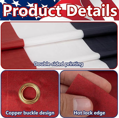 EBaokuup 2 Pack 20x2 Ft Large Patriotic Bunting US Flag Decorations-Double Sided Printed 4th of July Banner Decor Red,White & Blue Stripe Flag-American Patriotic Bunting Flags Hanging for Independence Day Outdoor Porch Garden
