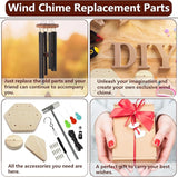 Wind Chime Kit 28 PCS Wind Chime Replacement Parts Including Hexagon Top, Clapper, Wind Catcher, 19.6FT Nylon Cord, DIY Wood Windchime Supplies (Wood)