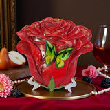 Simulated rose home decor gift - outdoor garden landscape flower stepping stone - rose for mothers, sisters, besties, grandmothers, and maternal grandmothers as a festive gift - 2-piece set, red