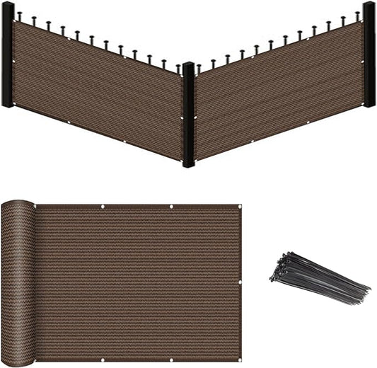 Eden's Decor Balcony Privacy Screen Brown 4'x 5' Cover Mesh Windscreen Weather-Resistant UV Protection for Backyard Deck, Patio, Balcony, Pool, Porch, Fence, Railing, Gardening