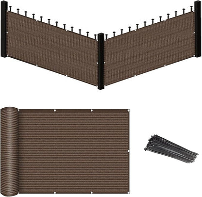 Eden's Decor Balcony Privacy Screen Brown 4'x 8' Cover Mesh Windscreen Weather-Resistant UV Protection for Backyard Deck, Patio, Balcony, Pool, Porch, Fence, Railing, Gardening