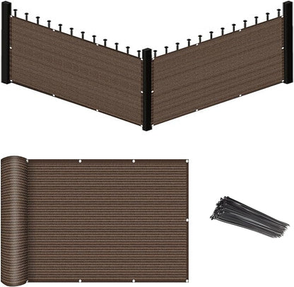 Eden's Decor Balcony Privacy Screen Brown 3'x 6' Cover Mesh Windscreen Weather-Resistant UV Protection for Backyard Deck, Patio, Balcony, Pool, Porch, Fence, Railing, Gardening