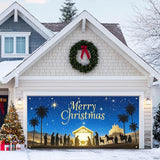 HOMETITUTE Christmas Garage Door Banner 13x6ft Nativity Scene Theme Backdrop Holiday Seasonal Decor Winter Door Cover Banners for Outside Garage Wall Covering for Party Garage Decorations