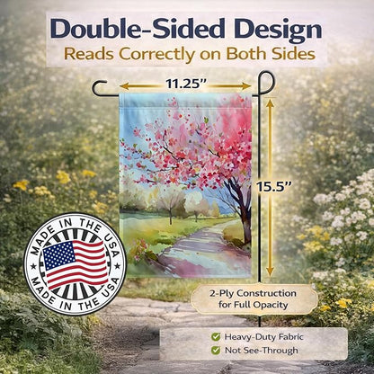 Caroline's Treasures Michigan Apple Blossoms in Watercolor Garden Flag Mailbox Flag Decorative Yard Flag Banner Outside Patio Artwork Yard Flower Beds, Garden Size, Multicolor
