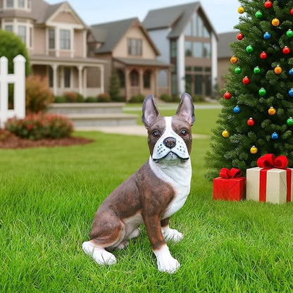 Outdoor French Bulldog Dog Statue with Interchangeable Welcome Sign and Detachable Solar Lantern –LED Light Garden Dog Sculpture Décor, Cute Puppy Design for Yard, Porch, Gift
