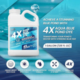 1 Gallon Aqua Blue Pond Dye 4X Concentrate, Lake & Pond Dye Blue for Aqua Colored Water, Ideal Lake Colorant, Aquashade Colorant that Protects Against Sunlight - Ideal for Fish and Wildlife
