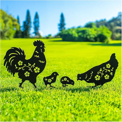 Chicken Metal Garden Stakes Decorative Chicken Gifts for Women/Men,Black Silhouette Statues for Yard Art,Outdoor Decor,Outside,Patio,Lawn Ornaments,Garden Decorations