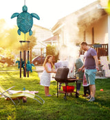 CoTa Global Rustic Sea Turtle Wind Chime - Handcrafted Glass and Metal Chime - Hanging Turtle Decorations for Indoor and Outdoor Spaces, Rustic Ocean Animal Windchime Decor Gift - 34 Inches