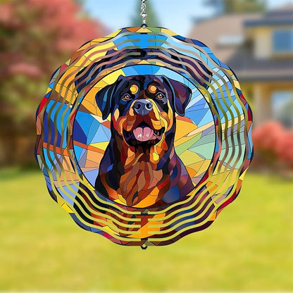 Rottweiler Dog Wind Spinners Outdoor Dog Memorial Gifts, 3D Metal Kinetic Hanging Garden Wind Spinner, Spinner Decor, Wind Sculptures for Outdoor & Indoor, Window, Yard Decor (Rottweiler 2)