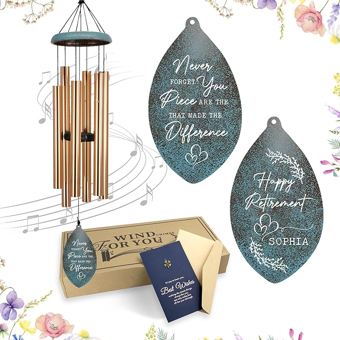 ASTARIN Personalized Happy Retirement Gift 2026, Produced in USA Retirement Wind Chimes for Women Men, 35" Large Deep Tone Wind Chime Retire Gifts for Teacher Co-Workers Boss Husband Friends Parents
