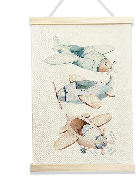 NQDWX Airplane Hanging Flag for Toddler Boys - 12x17 Inch Nursery Banner, Cute Kids Room Art, Gift for Little Pilots & Aviation Lovers. (144)
