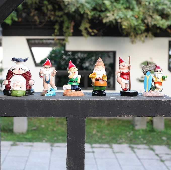 Steel Pipe Dancers Dwarf，Gnome Garden Decorations Resin Statue Outdoor Statue Lawn Yard Balcony Porch Home Decorations Garden Decor