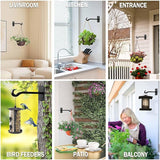 Qiang Ni Bird Feeder Hanger: 8-Inch Wall-Mounted Plant Bracket Outdoor - 2 Pieces Black Plant Hooks for Hanging Flower Baskets