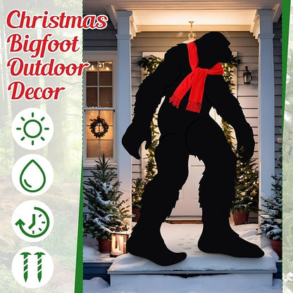 5.9ft Christmas Bigfoot Outdoor Decor with Scarf Sasquatch Gifts for Men Women Bigfoot Silhouette Statues Yard Signs Ornaments for Art Backyard Display Garden Forests Patio Decor