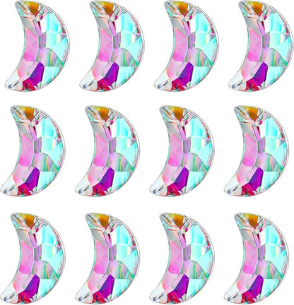H&D HYALINE & DORA 12pcs 1.1"/30mm Crystal Suncatcher Prism Suncatchers for Windows Hanging AB Color Glass Moon Sun Catcher Pendants Rainbow Maker for Home Room Indoor Windows Decor