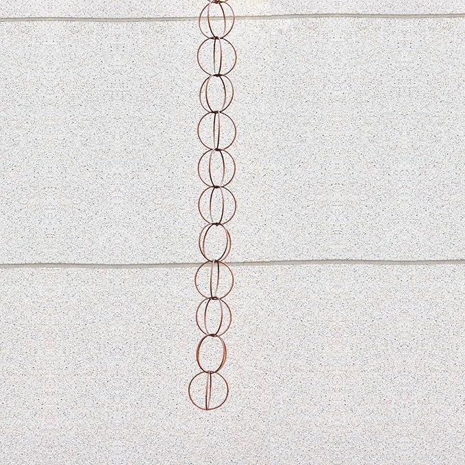 Rain Chain for Gutters Functional and Decorative Replacement Downspout Chain with Attached Hanger for Outside 4 FT Rain Chains 14 Rings Copper