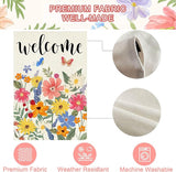 Baccessor Spring Summer Welcome House Flag Double Sided 28x40 Inch Burlap,Floral Butterflies Large Garden Flag Porch Patio Front Entry Yard Seasonal Farmhouse Outside Outdoor Decor
