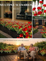 GIGALUMI Solar Lights Outdoor for Garden Decor, 4 Pack Solar Flower Lights Waterproof, 2 Lighting Modes 28 Carnations for Pathway,Yard, Patio Decoration, Gardening Gifts for Women (Red)