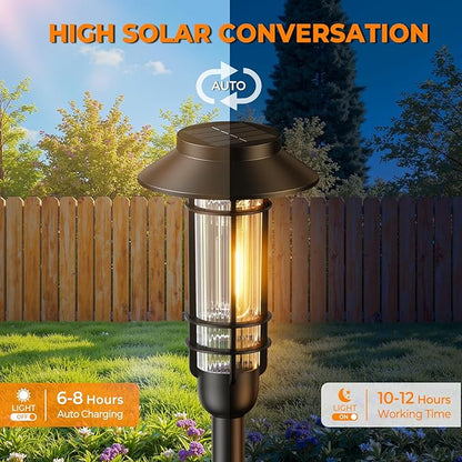 Ahaorigin 6 Pack Solar Pathway Lights Outdoor, Upgraded Bright Solar Powered Garden Light Outside, Waterproof Outdoor Lighting for Landscape Lawn Patio Yard Path Driveway Walkway Decor, Warm White