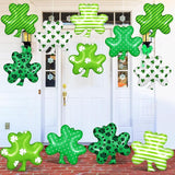 18 Pcs 12 Inch St Patrick's Day Inflatable Shamrock Ornaments Decorations Large Blow up Lucky Clover Hanging Ornaments Irish Clover Shape PVC Yard Decors Shamrock Outdoor Decoration for Yard Lawn