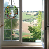 Ghost Garden Sun Catcher Stained Glass Window Hanging Plant Lovers Gifts for Women Wall Decor Handmade SunCatcher Decoration for Garden Home Plant Greenhouse Decor, 7.87inch