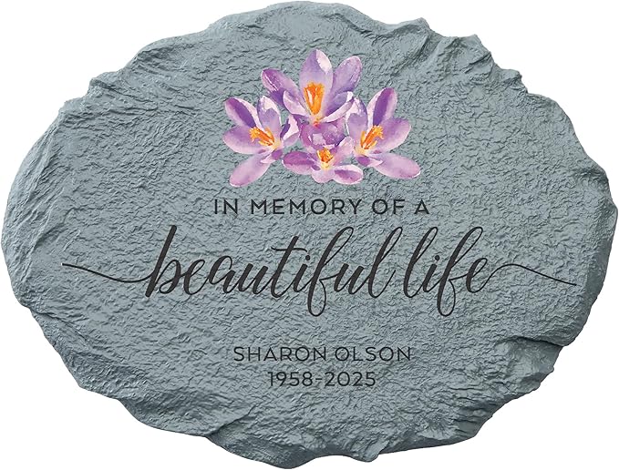 Let's Make Memories Personalized Memorial Garden Stone - Beautiful Life - Sympathy - Condolences