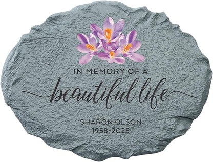 Let's Make Memories Personalized Memorial Garden Stone - Beautiful Life - Sympathy - Condolences