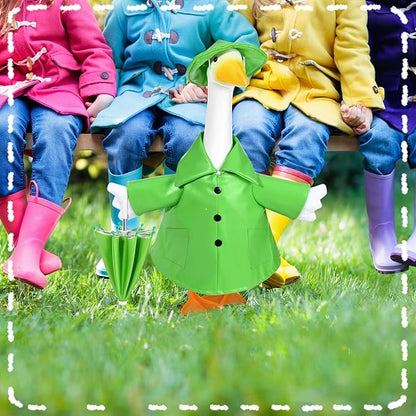 Raincoat Goose Outfits Spring Porch Goose Outfit Summer Yard Clothes for 23" Lawn Outdoor Garden Yard Patio Geese Statue Spring Summer Decor(Green)
