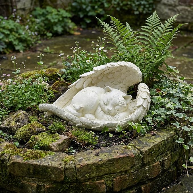 Elenon Cat Pet Memorial Stones Outdoor Statue, Sleeping Cat Memorial Stones Garden Statue Decor, Pet Loss Sympathy Grave Gifts