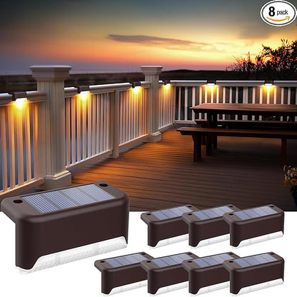 SOLPEX Solar Fence Lights Outdoor, Solar Step Lights Waterproof LED Deck Lights for Stair, Balcony, Railing, Front Porch, Yard, Garden and Patio Decor (8 Pack Warm White)